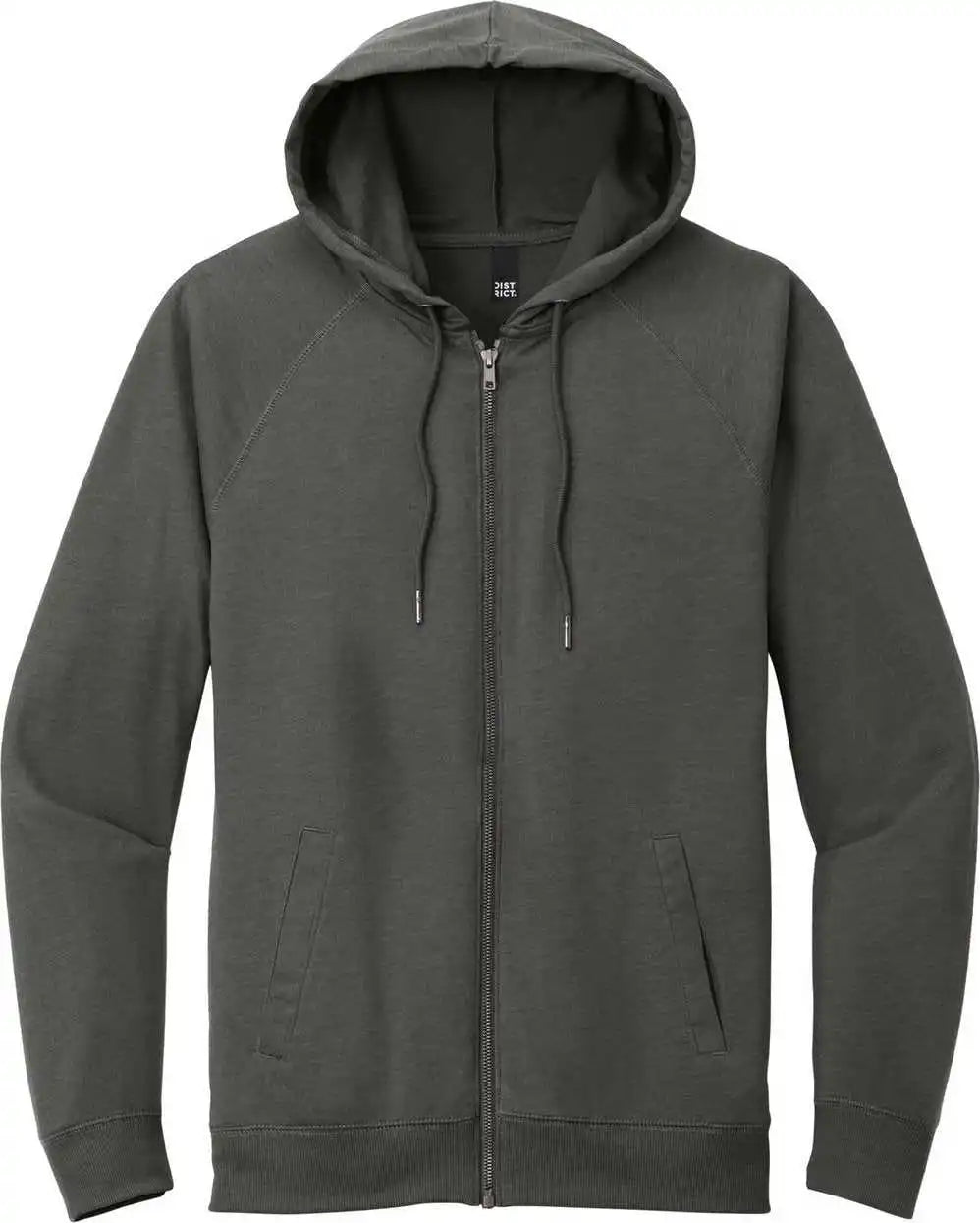 District Dt573 Featherweight French Terry Full-zip Hoodie - Washedcoal