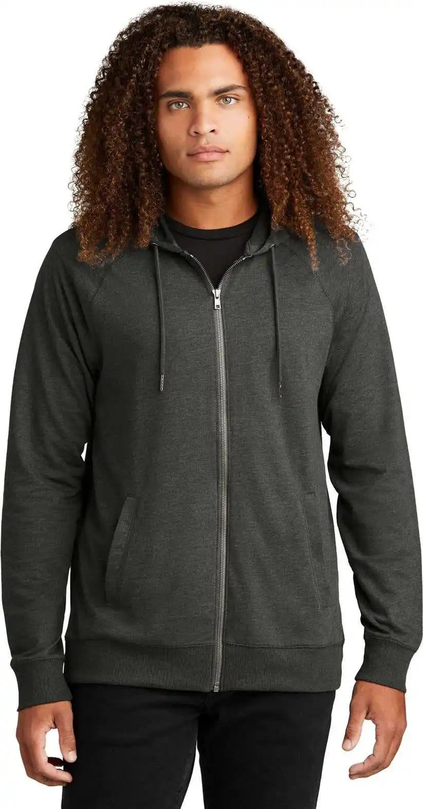District Dt573 Featherweight French Terry Full-zip Hoodie - Washedcoal