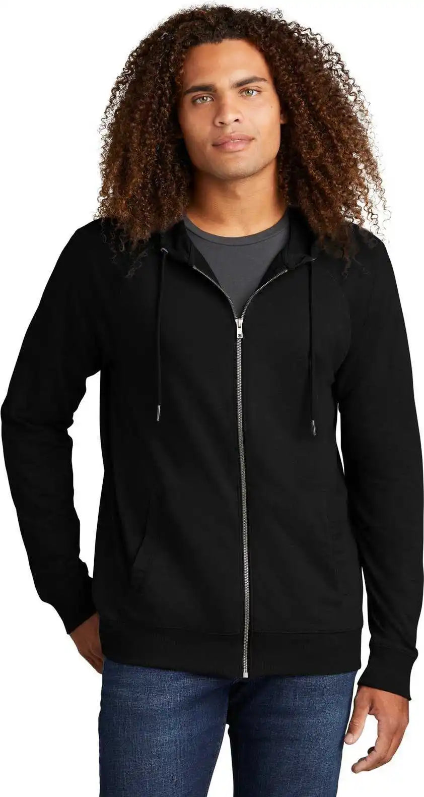 District Dt573 Featherweight French Terry Full Zip Hoodie Black