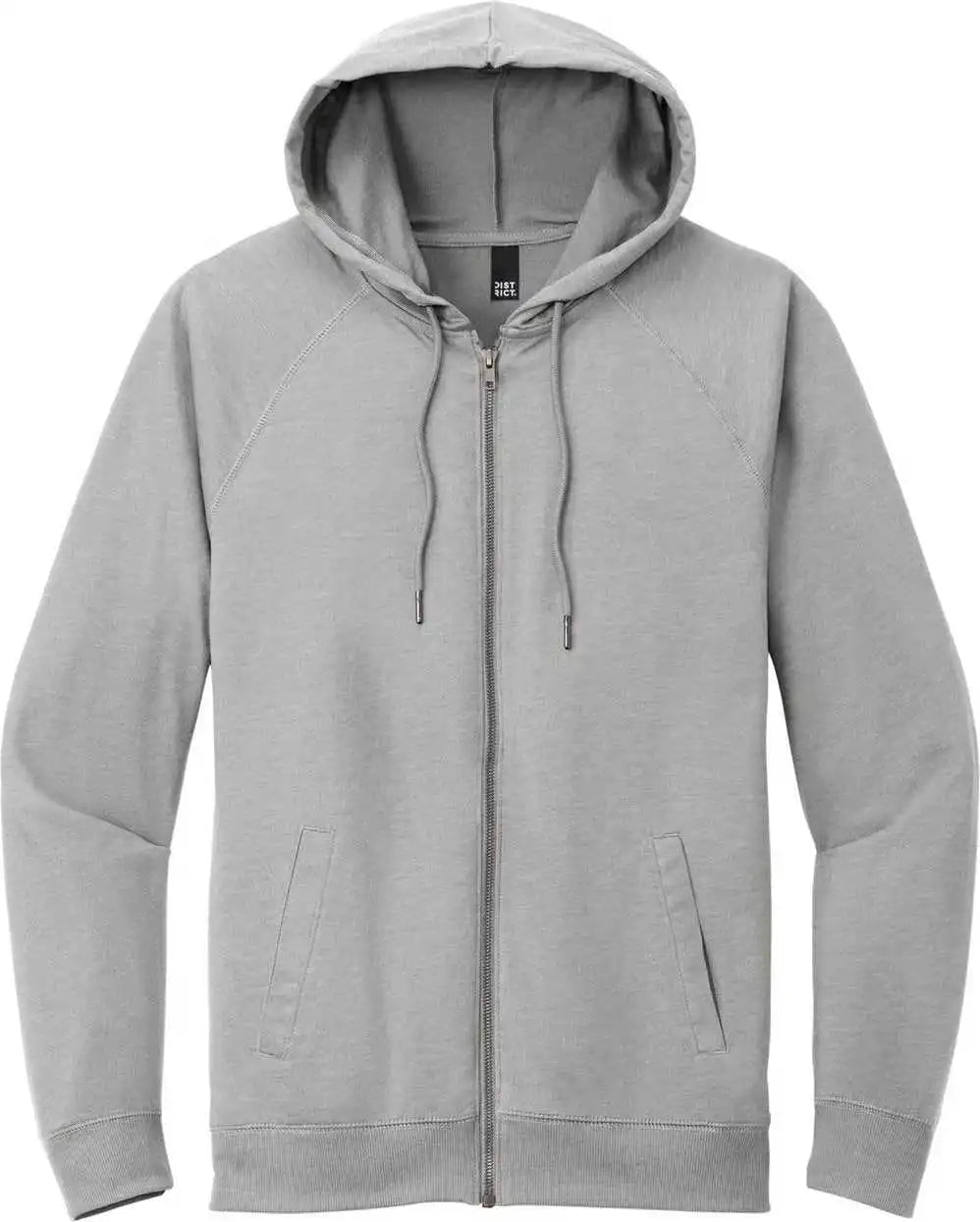 District Dt573 Featherweight French Terry Full Zip Hoodie Light Heather Grey