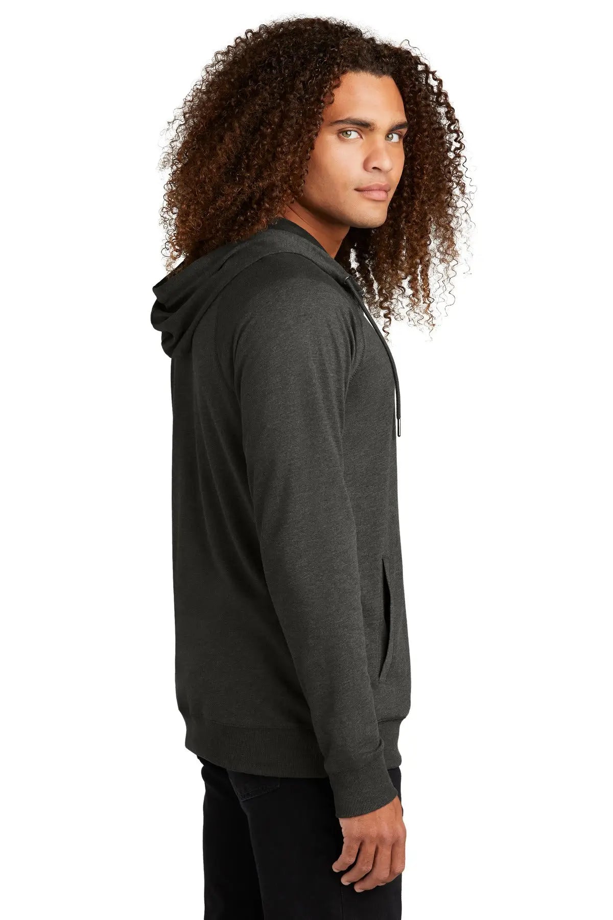 District Dt573 Featherweight French Terry Full-zip Hoodie - Washed Coal