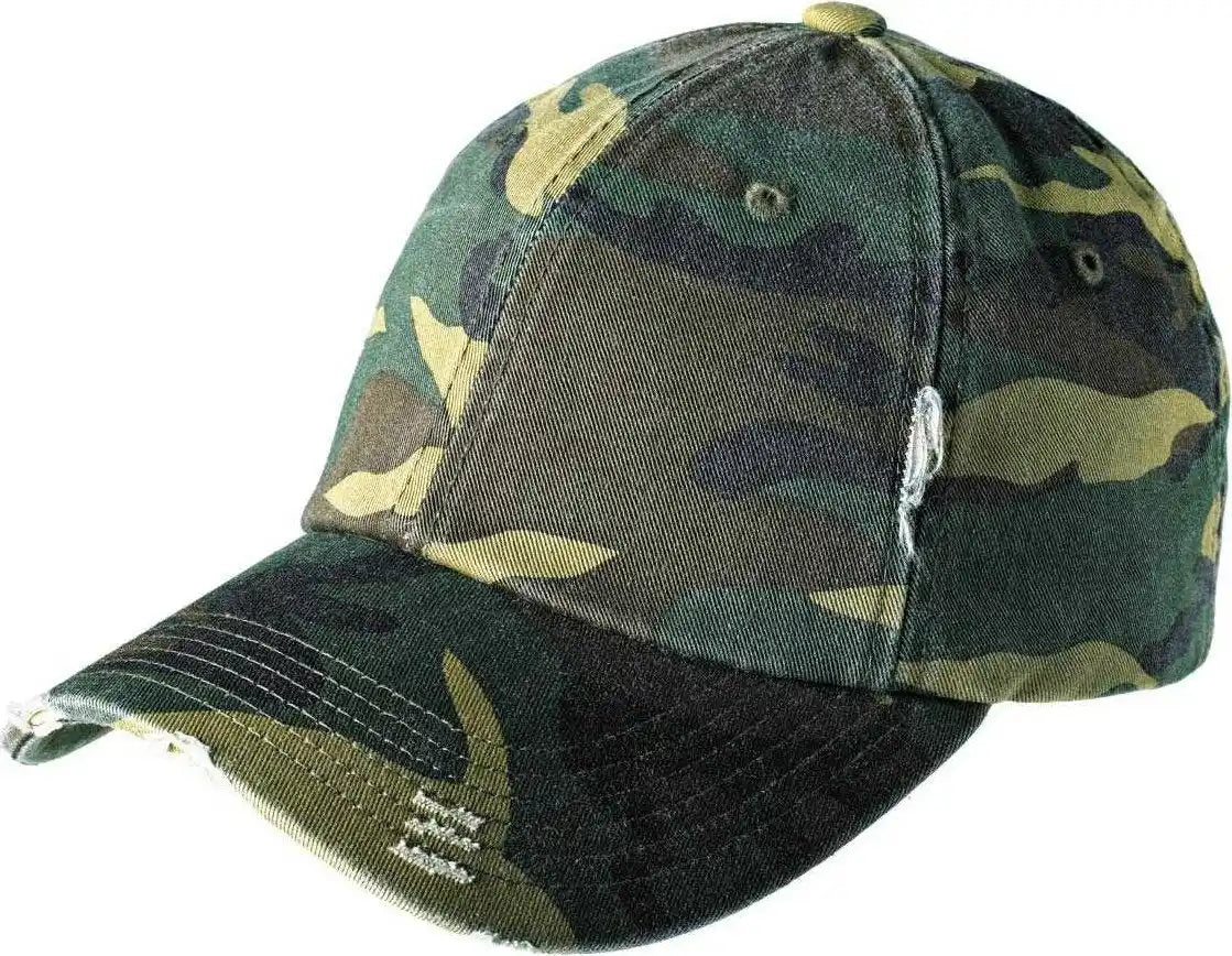 District Dt600 Distressed Cap - Military Camo - Muti-color / one Size Fits Most