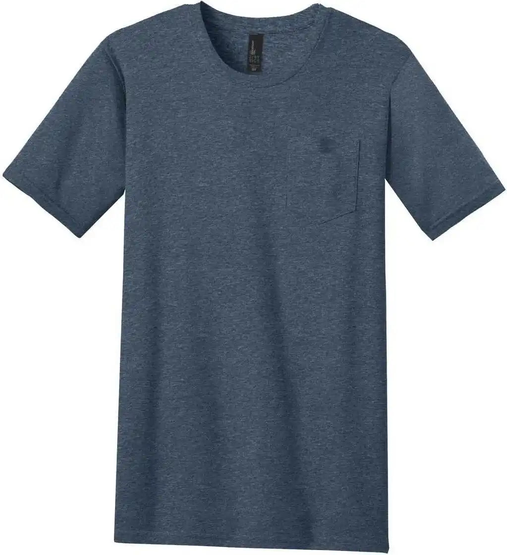 District Dt6000p Very Important Tee with Pocket Heathered Navy