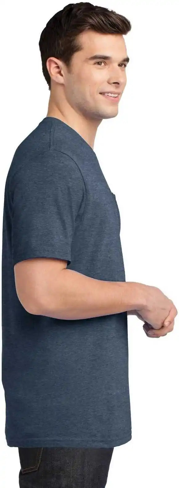 District Dt6000p Very Important Tee with Pocket Heathered Navy