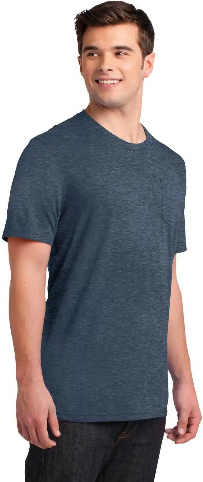 District Dt6000p Very Important Tee with Pocket Heathered Navy