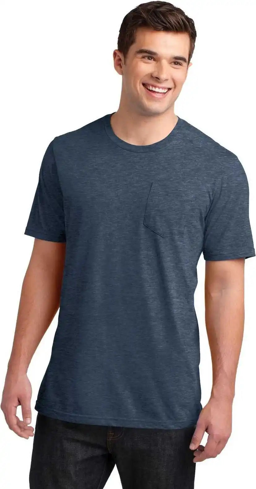 District Dt6000p Very Important Tee with Pocket Heathered Navy