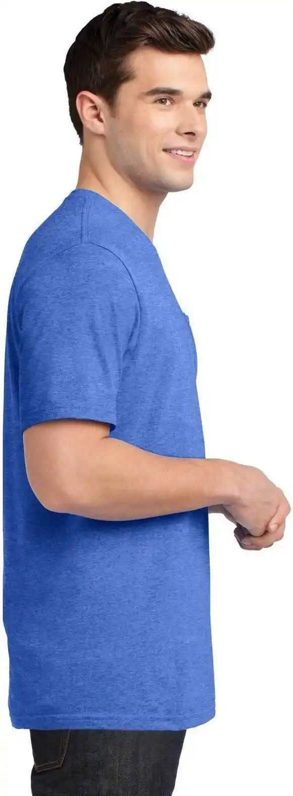 District Dt6000p Very Important Tee with Pocket Heathered Royal