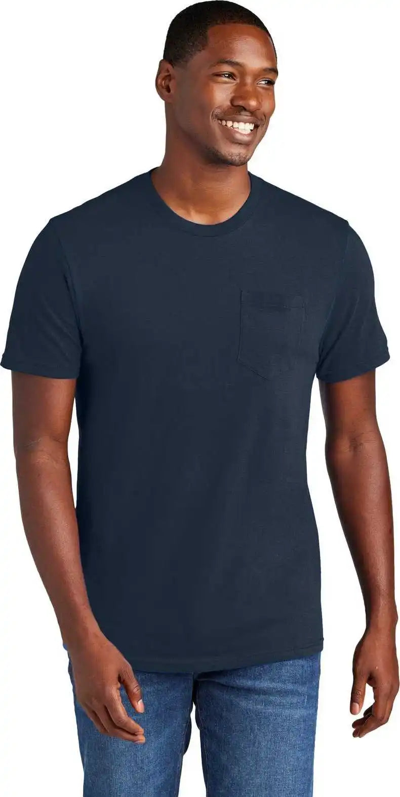 District Dt6000p Very Important Tee with Pocket New Navy