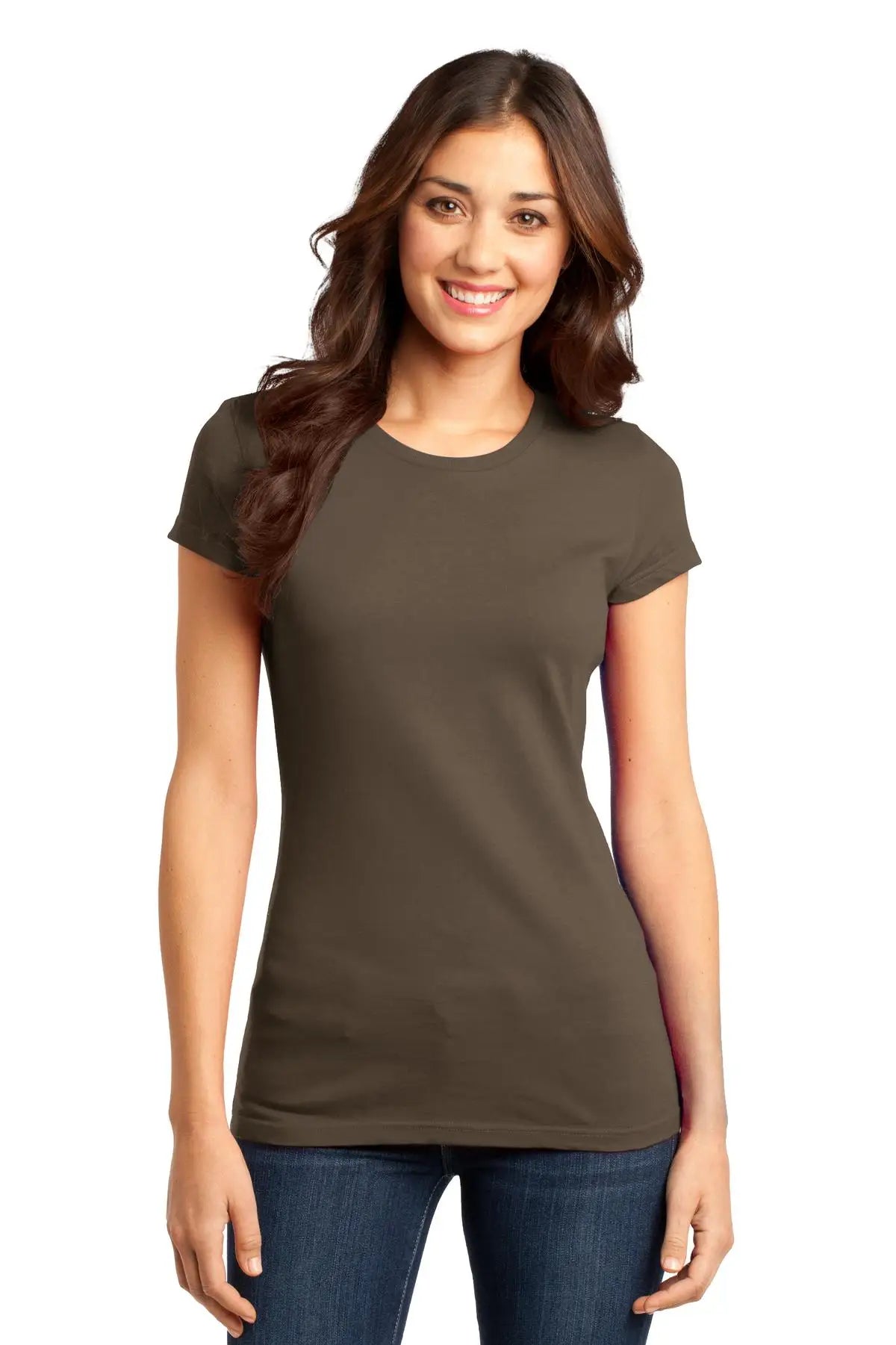 District Dt6001 Women’s Fitted Very Important Tee - Brown - Ladies Xs