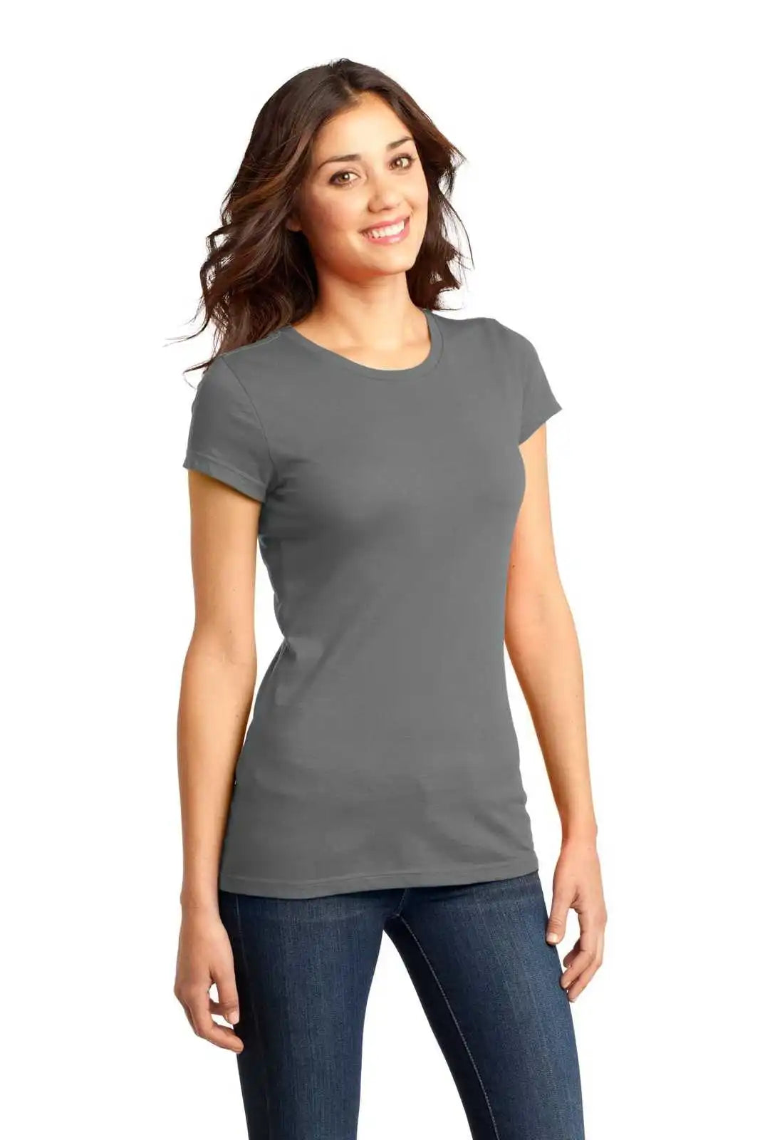 District Dt6001 Women’s Fitted Very Important Tee Gray