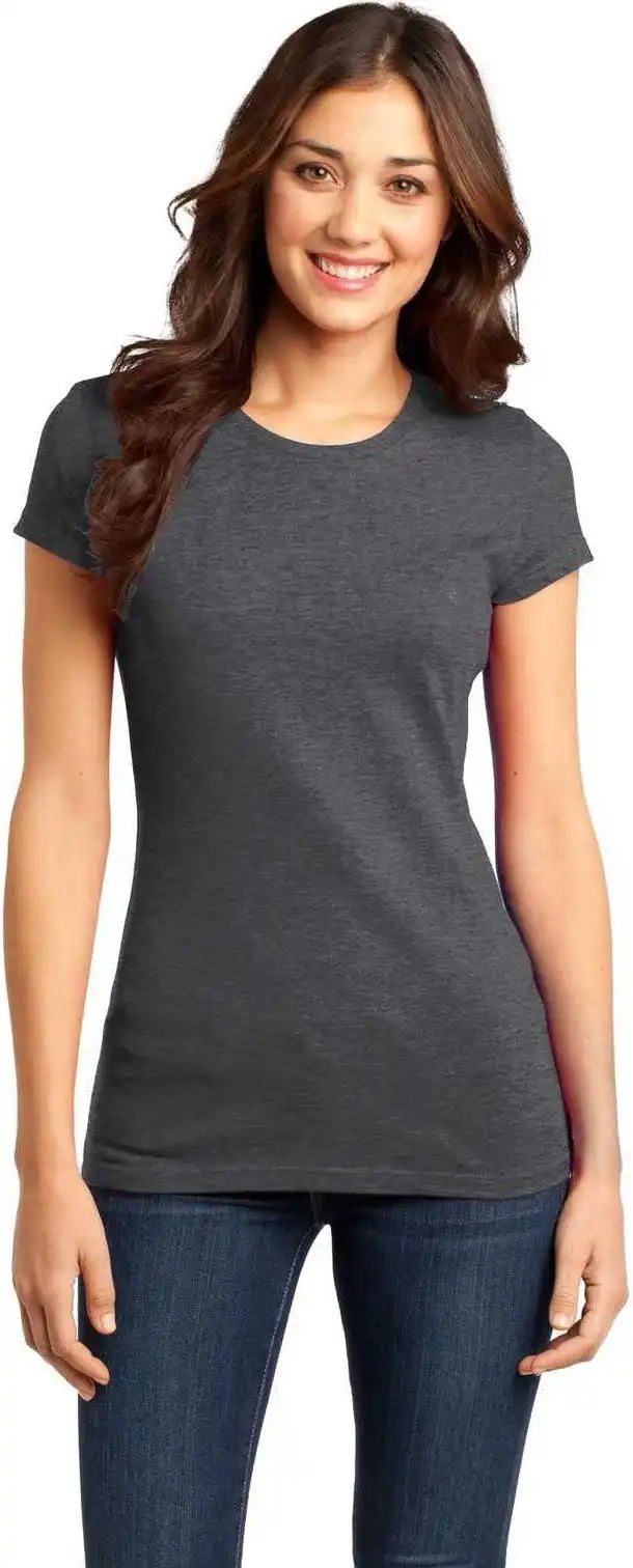 District Dt6001 Women’s Fitted Very Important Tee Heathered Charcoal