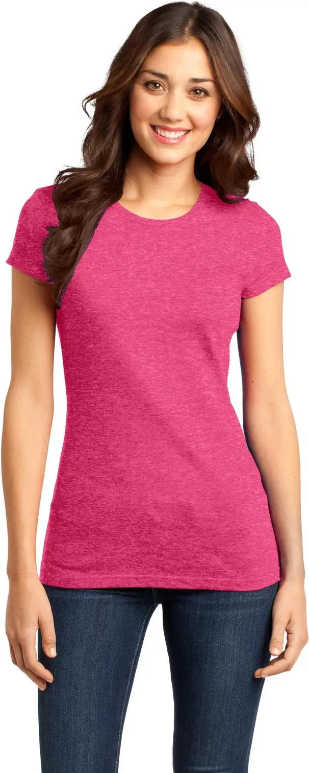 District Dt6001 Women’s Fitted Very Important Tee - Heathered Watermelon - Ladies Xs