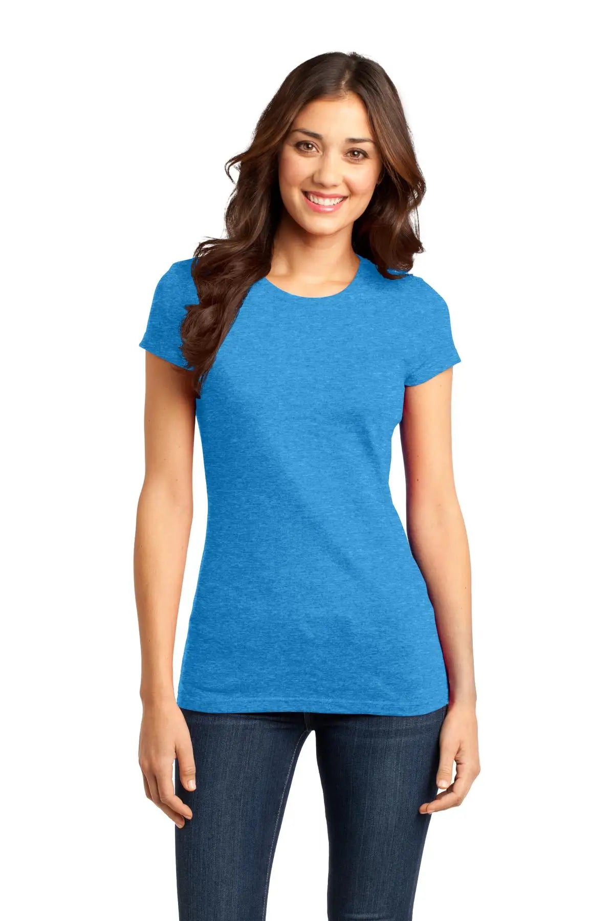 District Dt6001 Women’s Fitted Very Important Tee - Heathered Bright Turquoise - Ladies Xs