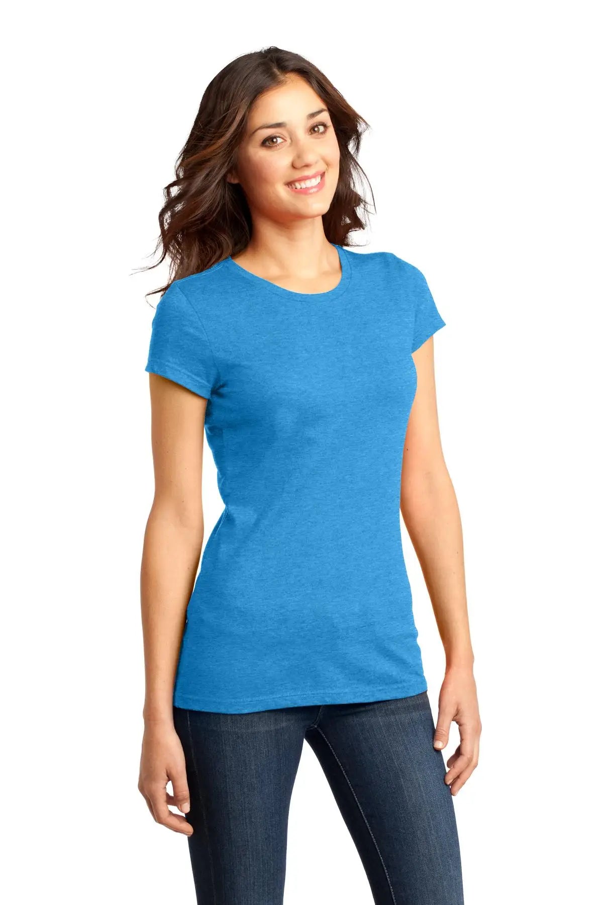 District Dt6001 Women’s Fitted Very Important Tee - Heathered Bright Turquoise