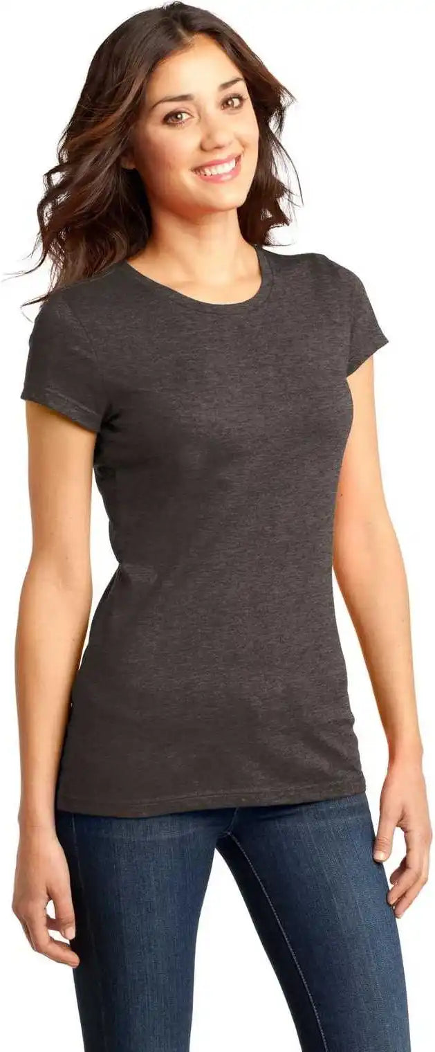 District Dt6001 Women’s Fitted Very Important Tee - Heathered Brown