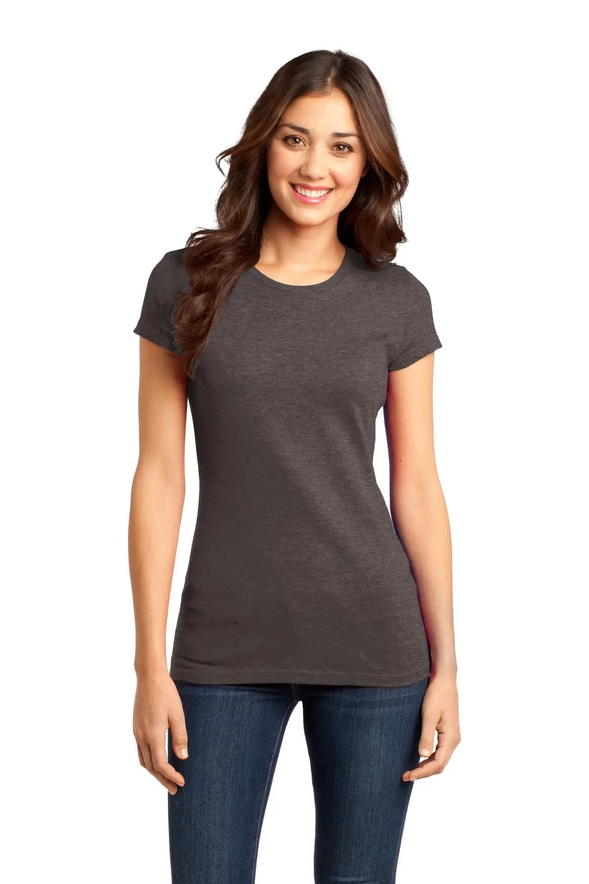 District Dt6001 Women’s Fitted Very Important Tee - Heathered Brown - Ladies Xs