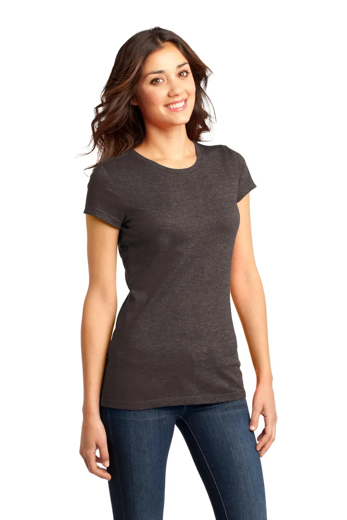 District Dt6001 Women’s Fitted Very Important Tee - Heathered Brown