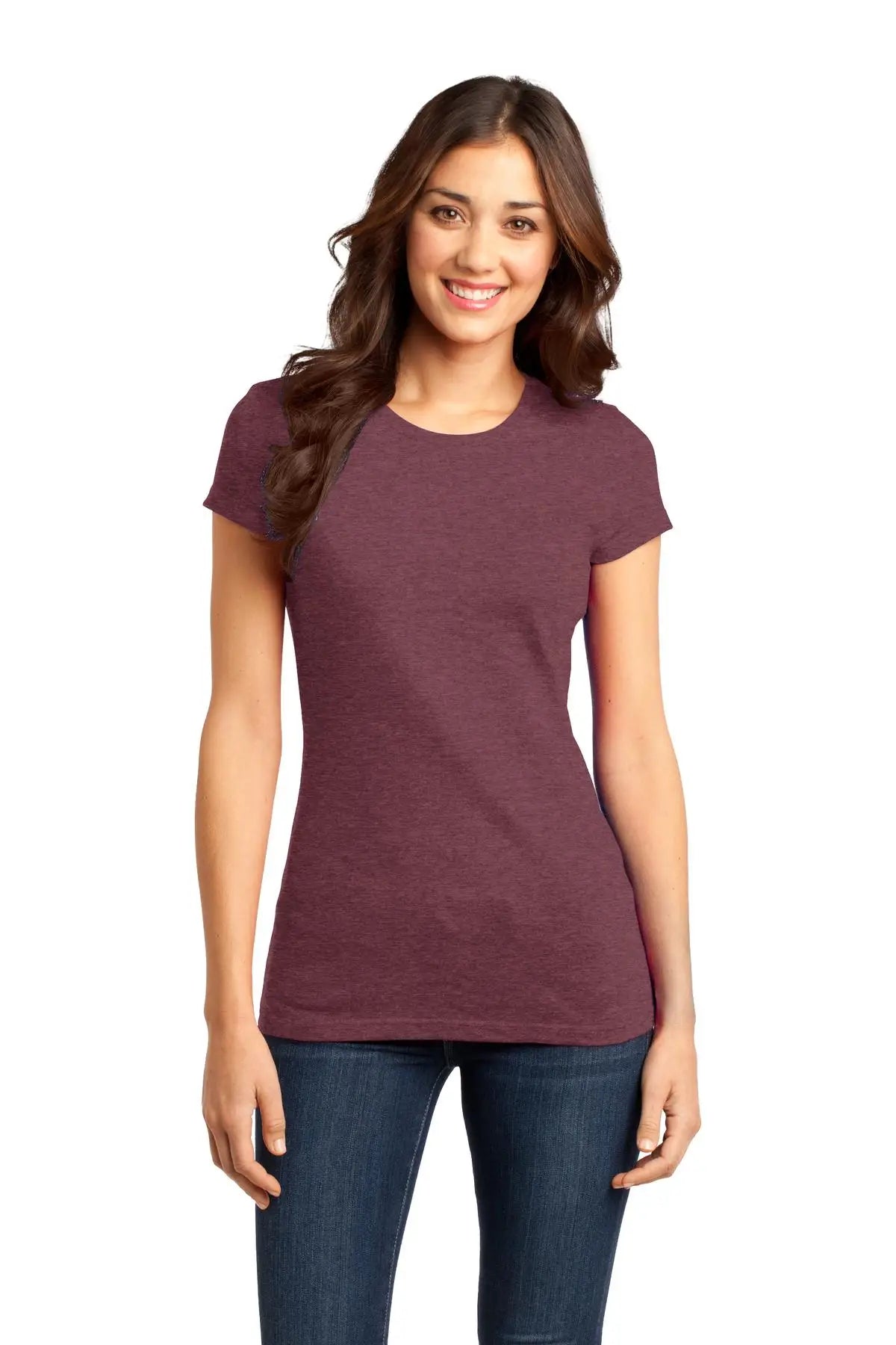 District Dt6001 Women’s Fitted Very Important Tee - Heathered Cardinal - Ladies Xs