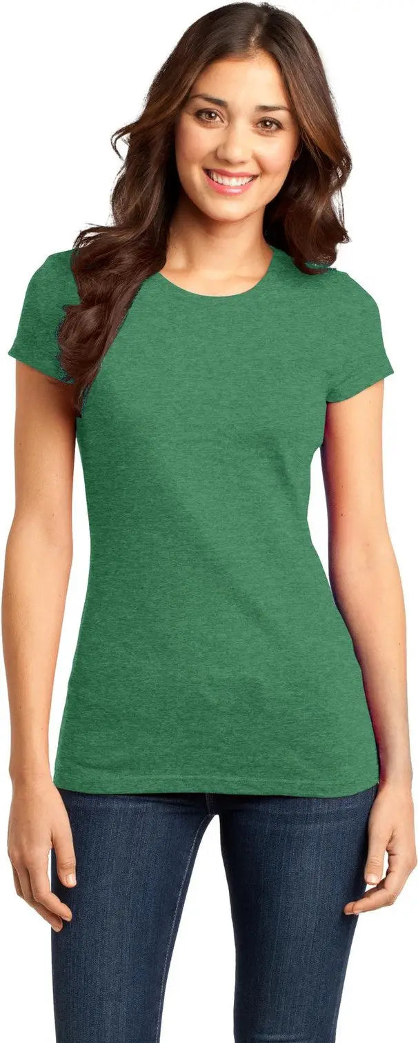 District Dt6001 Women’s Fitted Very Important Tee - Heathered Kelly Green - Ladies Xs