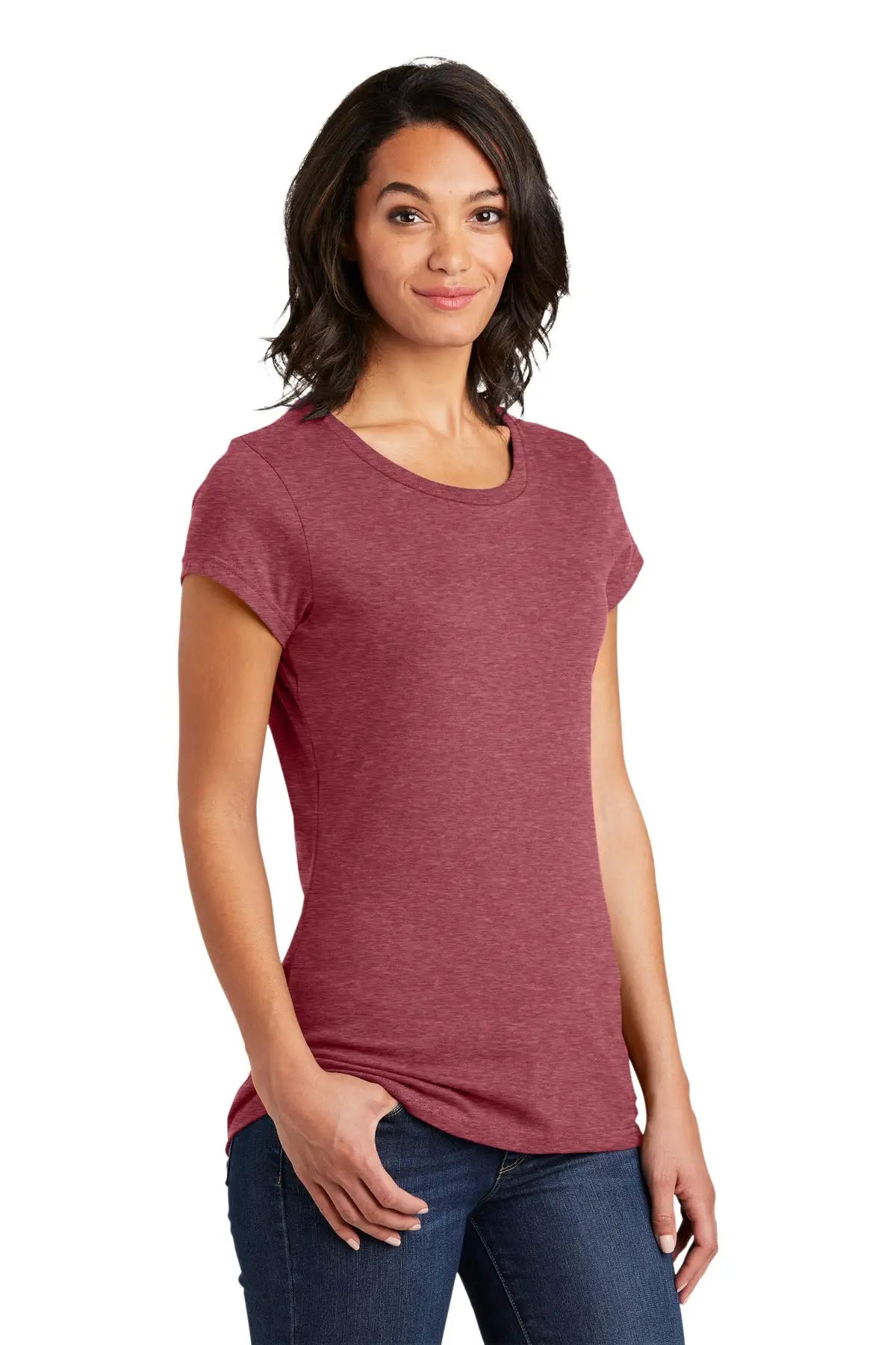 District Dt6001 Women’s Fitted Very Important Tee - Heathered Red