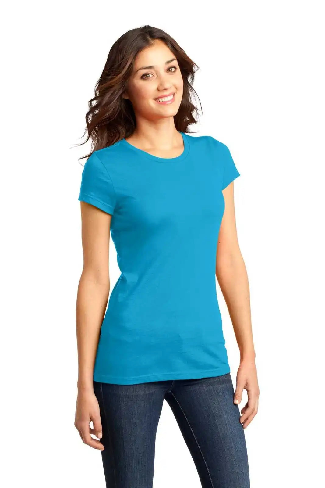 District Dt6001 Women’s Fitted Very Important Tee - Light Turquoise