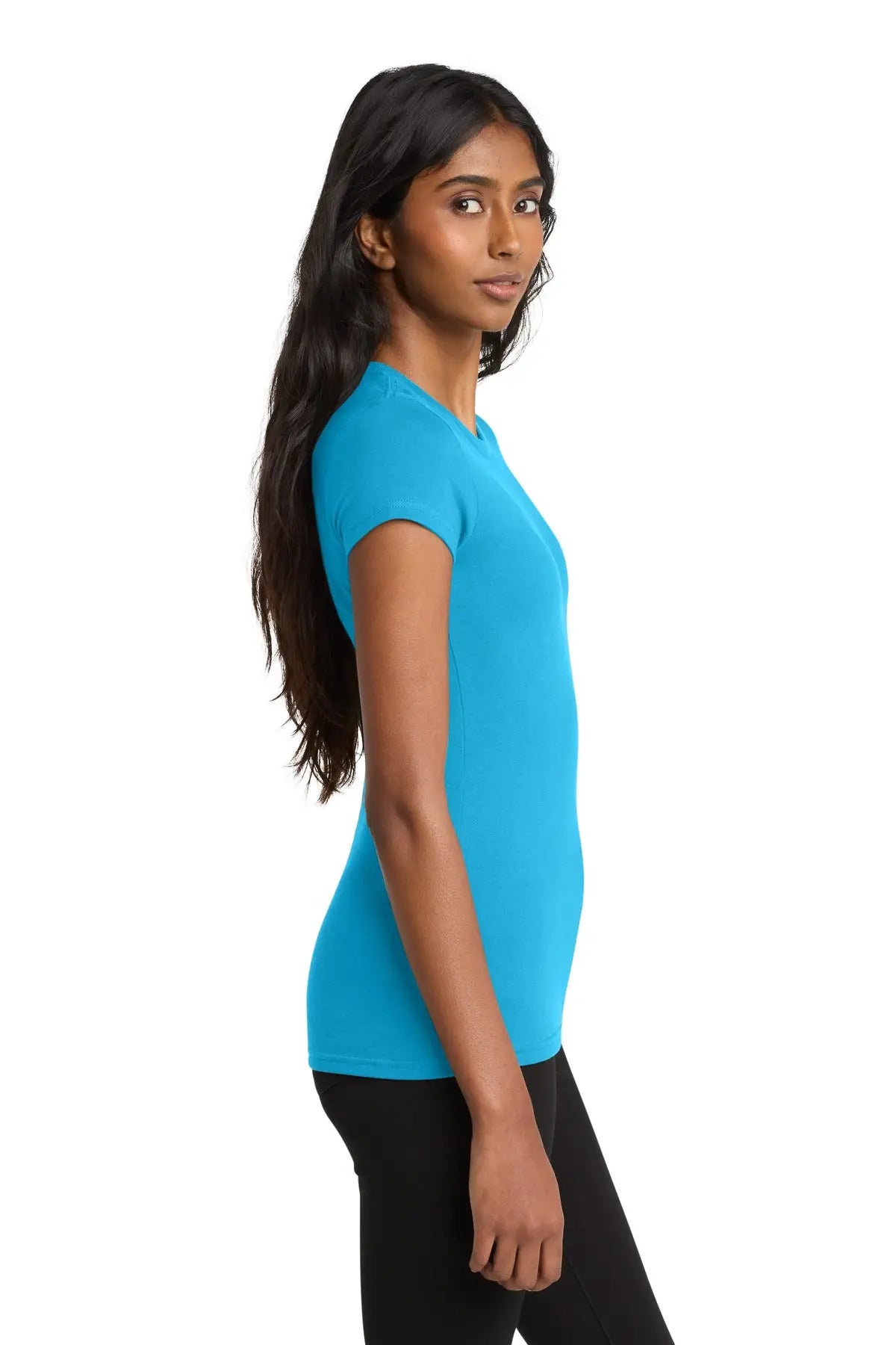 District Dt6001 Women’s Fitted Very Important Tee - Light Turquoise