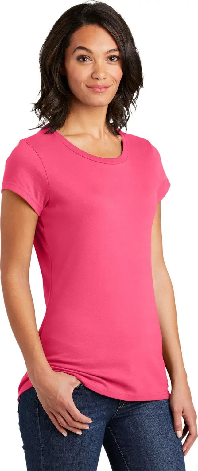 District Dt6001 Women’s Fitted Very Important Tee - Neon Pink