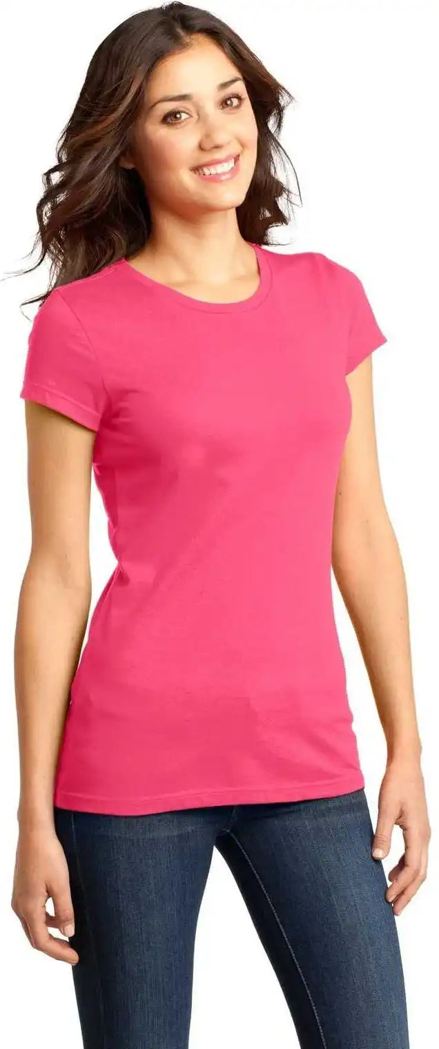 District Dt6001 Women’s Fitted Very Important Tee - Neon Pink