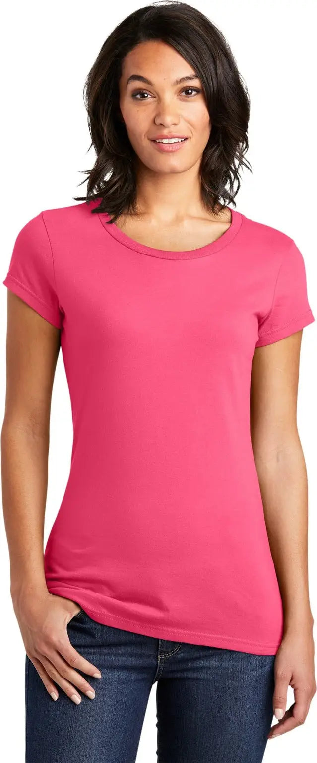 District Dt6001 Women’s Fitted Very Important Tee - Neon Pink - Ladies Xs