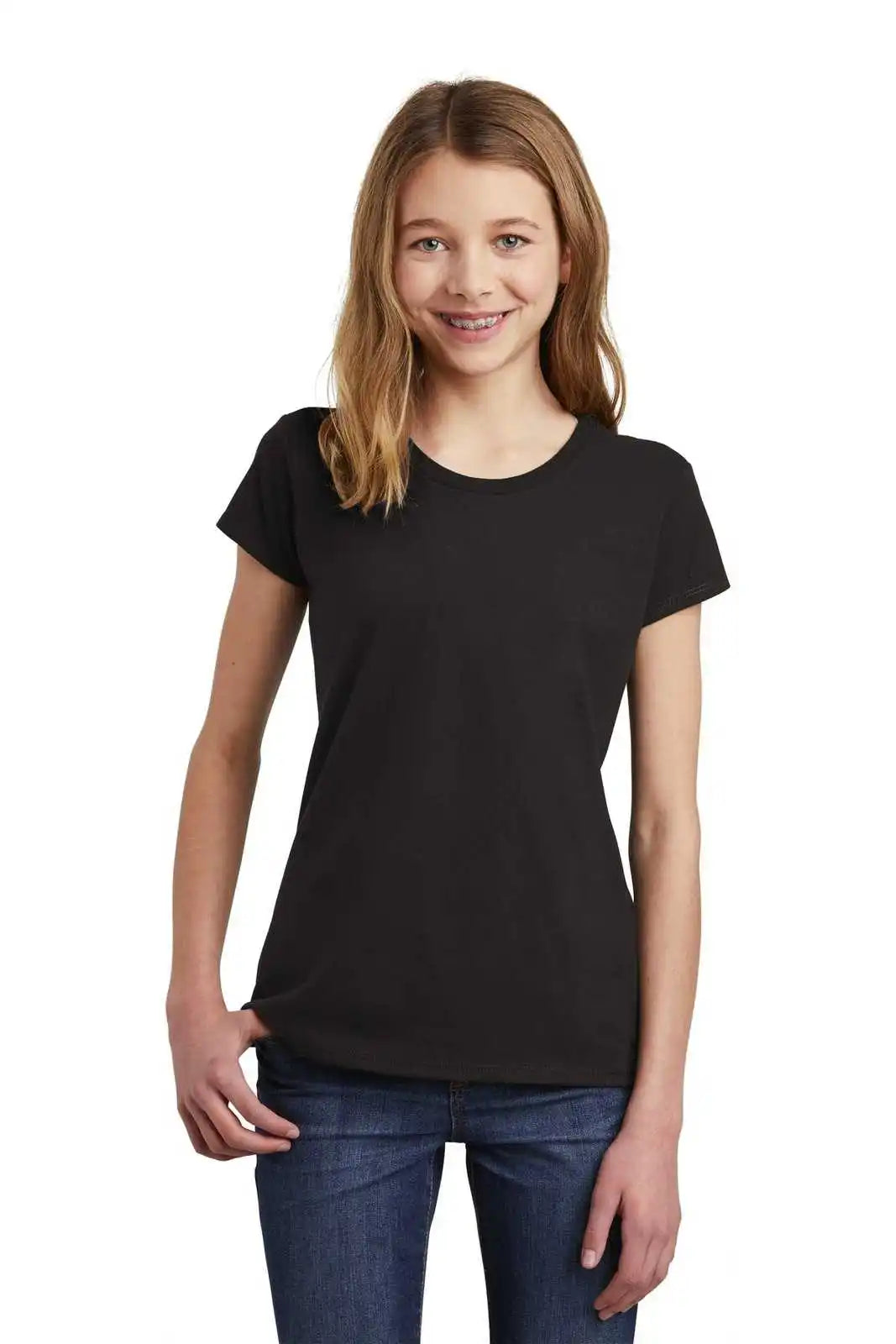 District Dt6001yg Girls Very Important Tee - Black
