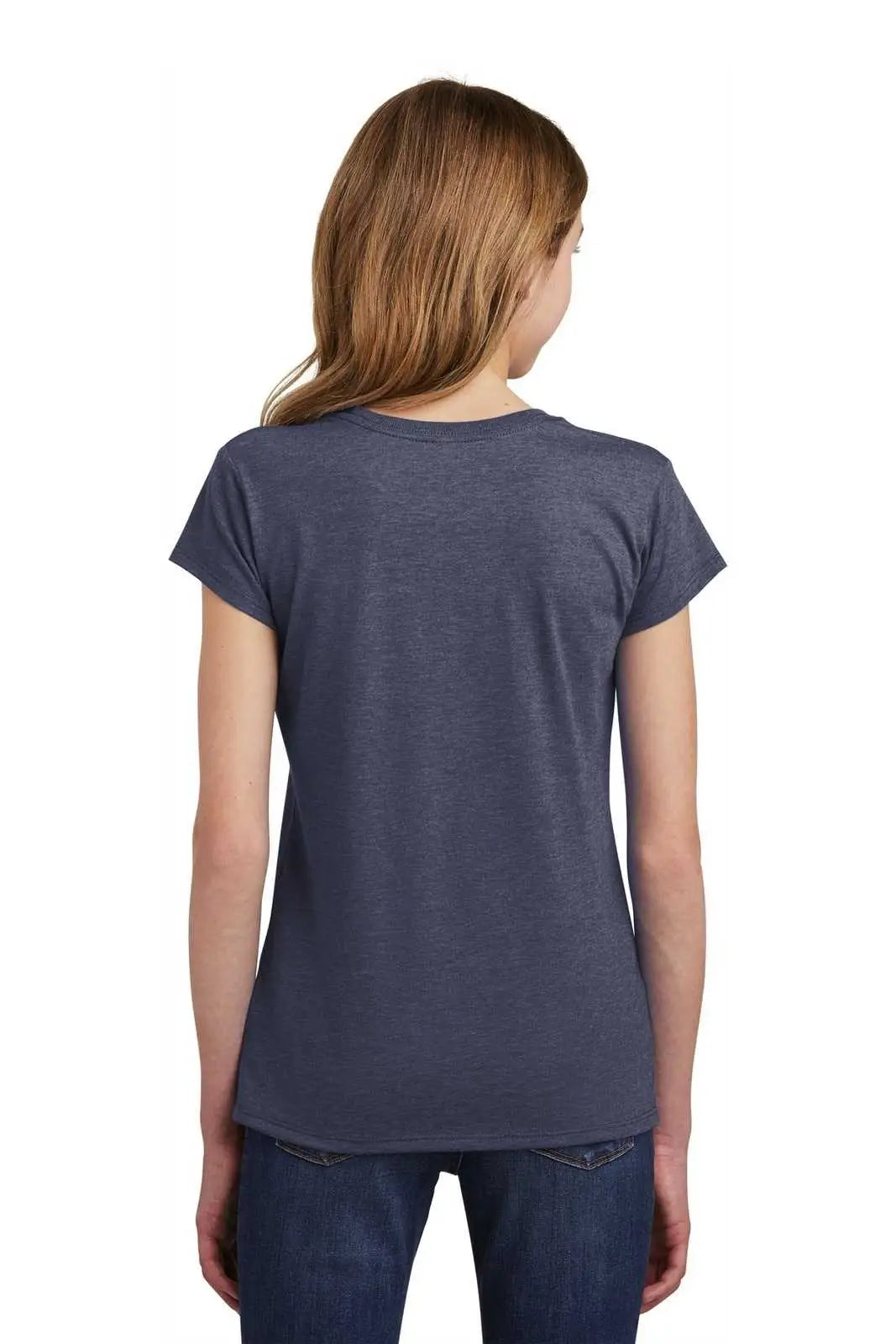 District Dt6001yg Girls Very Important Tee - Heathered Navy