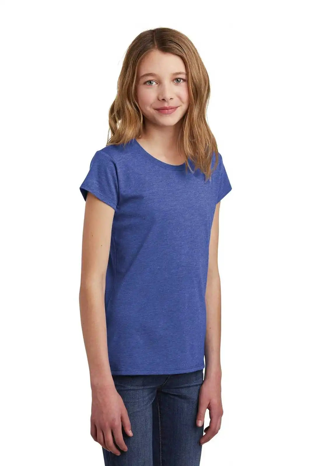 District Dt6001yg Girls Very Important Tee - Royal Frost