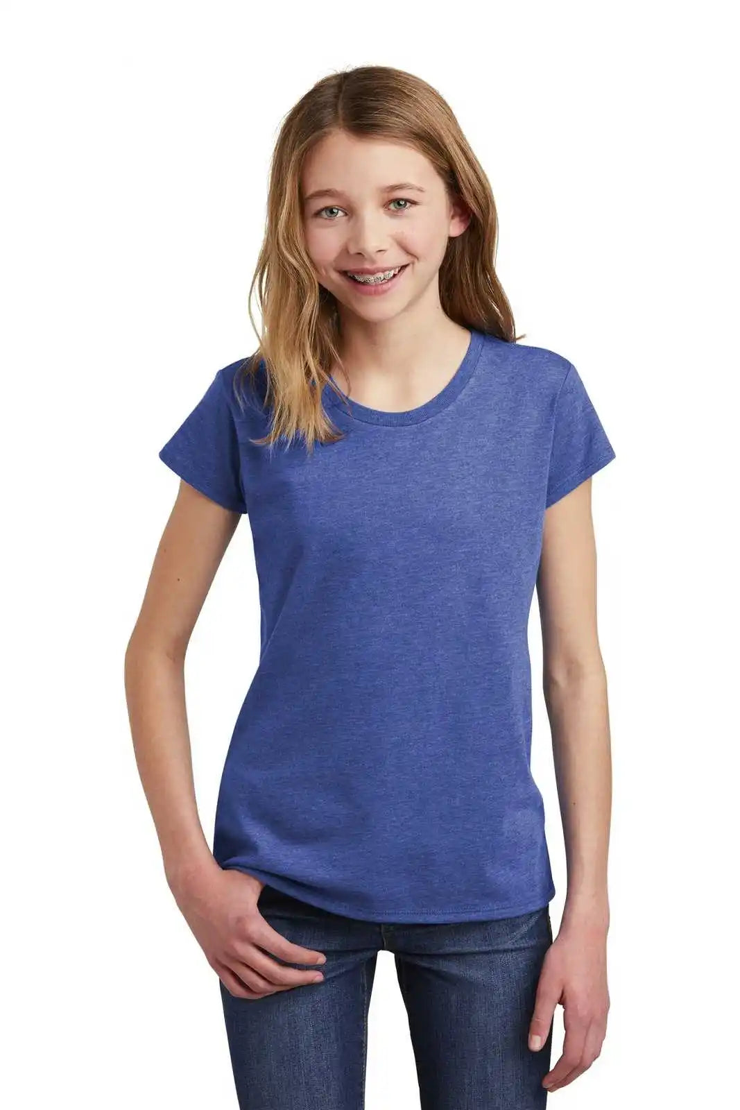 District Dt6001yg Girls Very Important Tee - Royal Frost