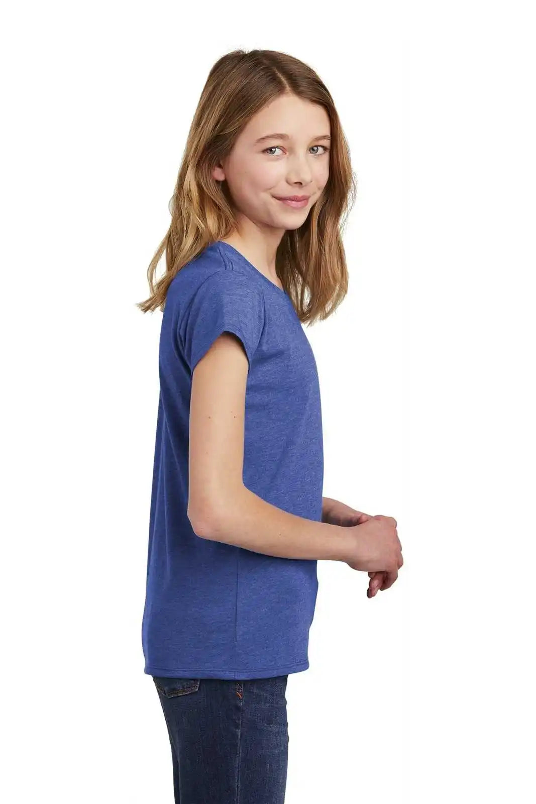 District Dt6001yg Girls Very Important Tee - Royal Frost