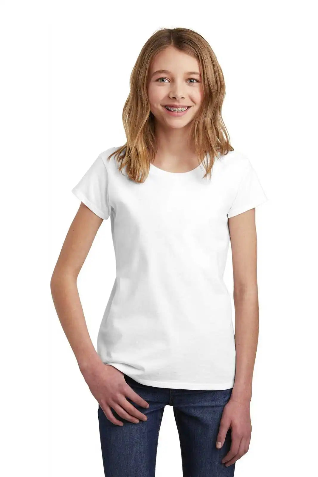 District Dt6001yg Girls Very Important Tee - White