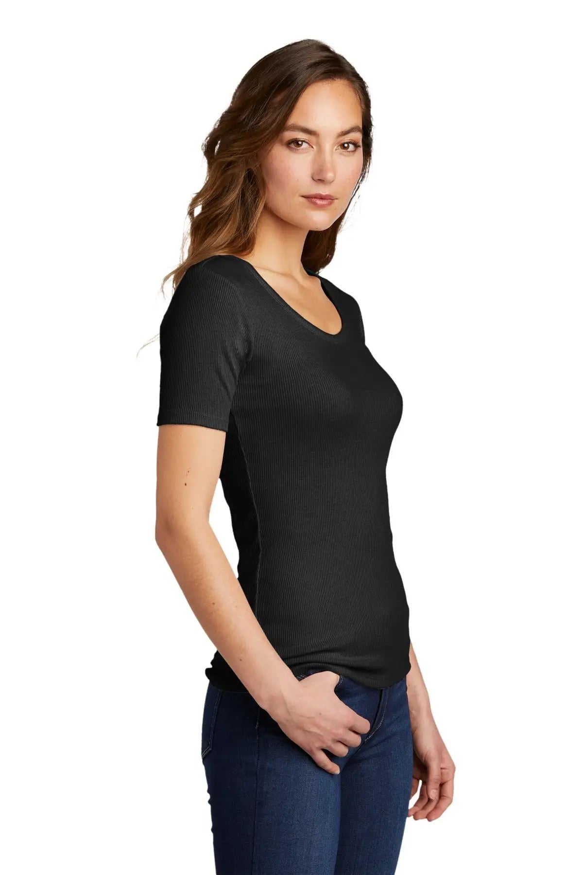 District Dt6020 Women’s V.i.t. Rib Scoop Neck Tee - Black