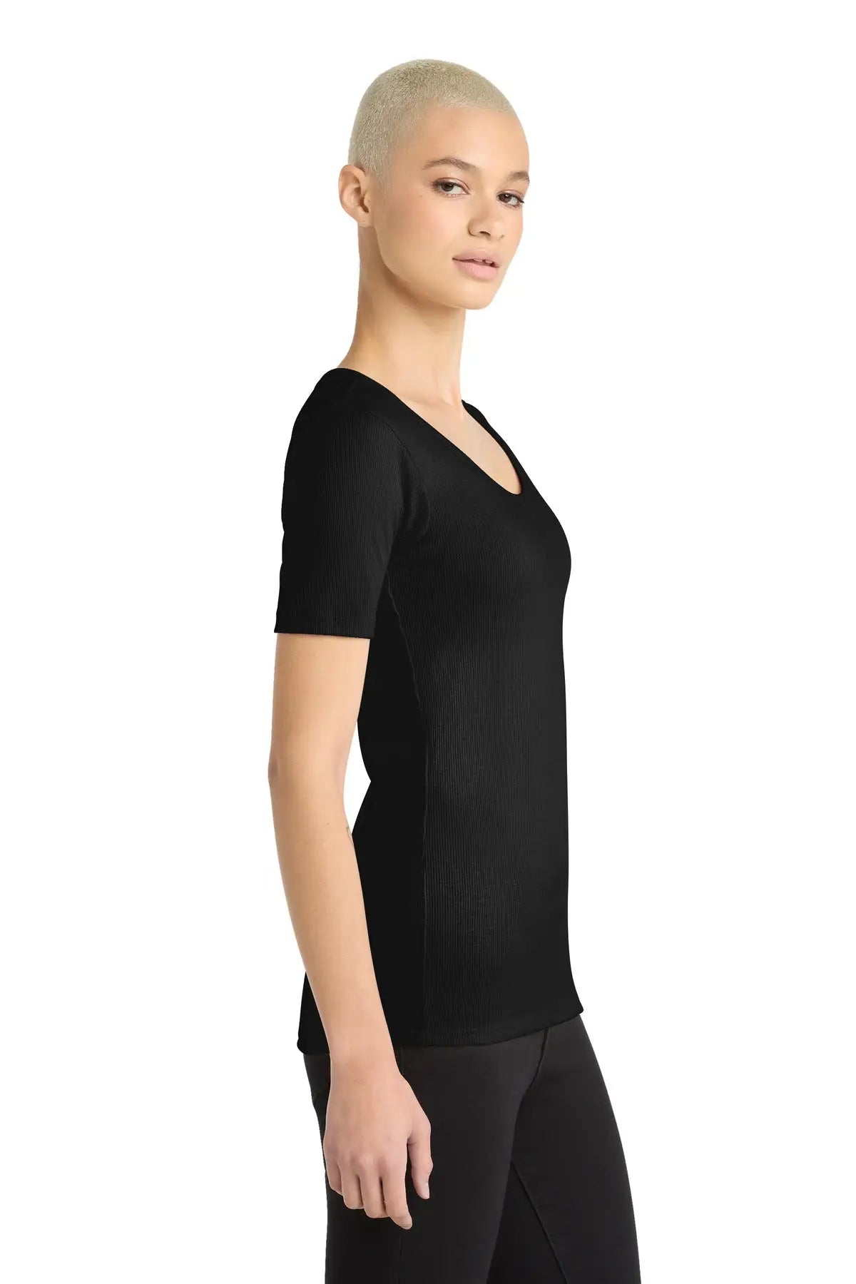 District Dt6020 Women’s V.i.t. Rib Scoop Neck Tee - Black
