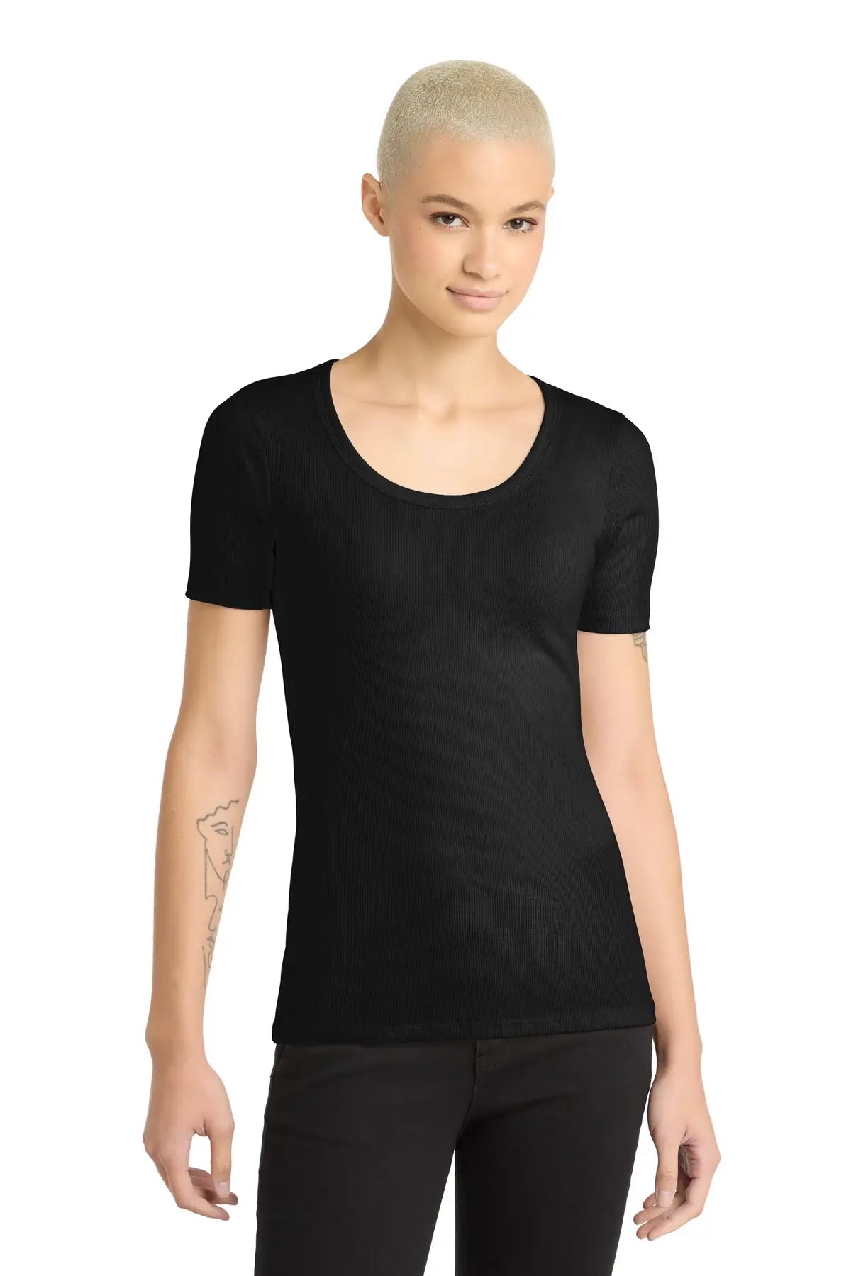 District Dt6020 Women’s V.i.t. Rib Scoop Neck Tee - Black - Ladies Xs