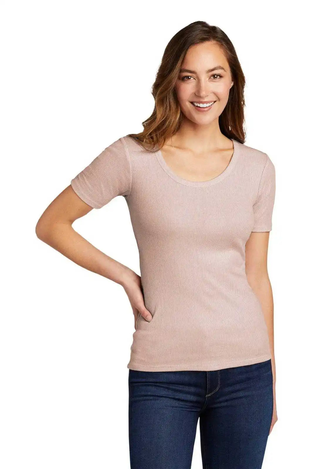 District Dt6020 Women’s V.i.t.rib Scoop Neck Tee Smokey Iris