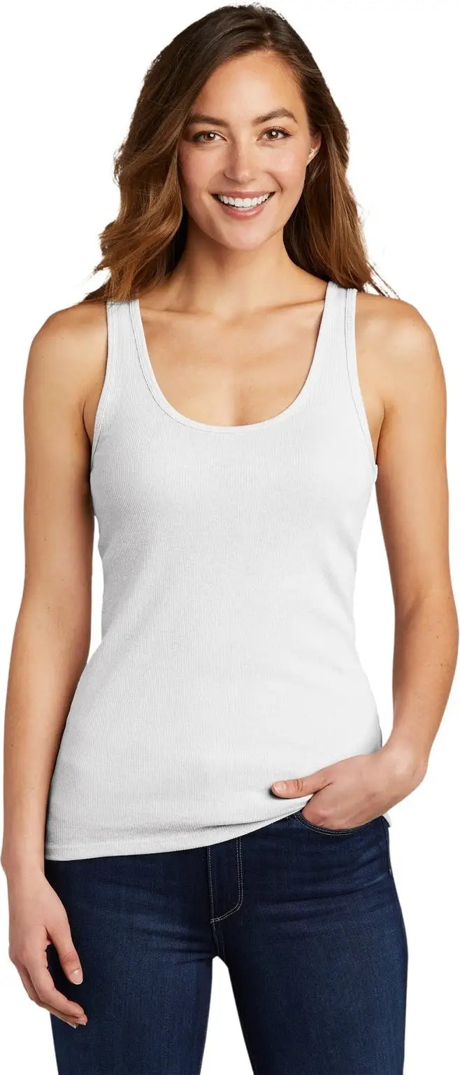 District Dt6021 Women’s V.i.t. Rib Tank - White
