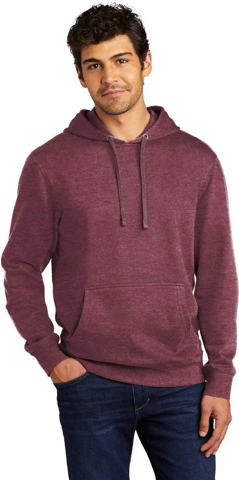 District Dt6100 V.i.t.fleece Hoodie - Heathered Cardinal