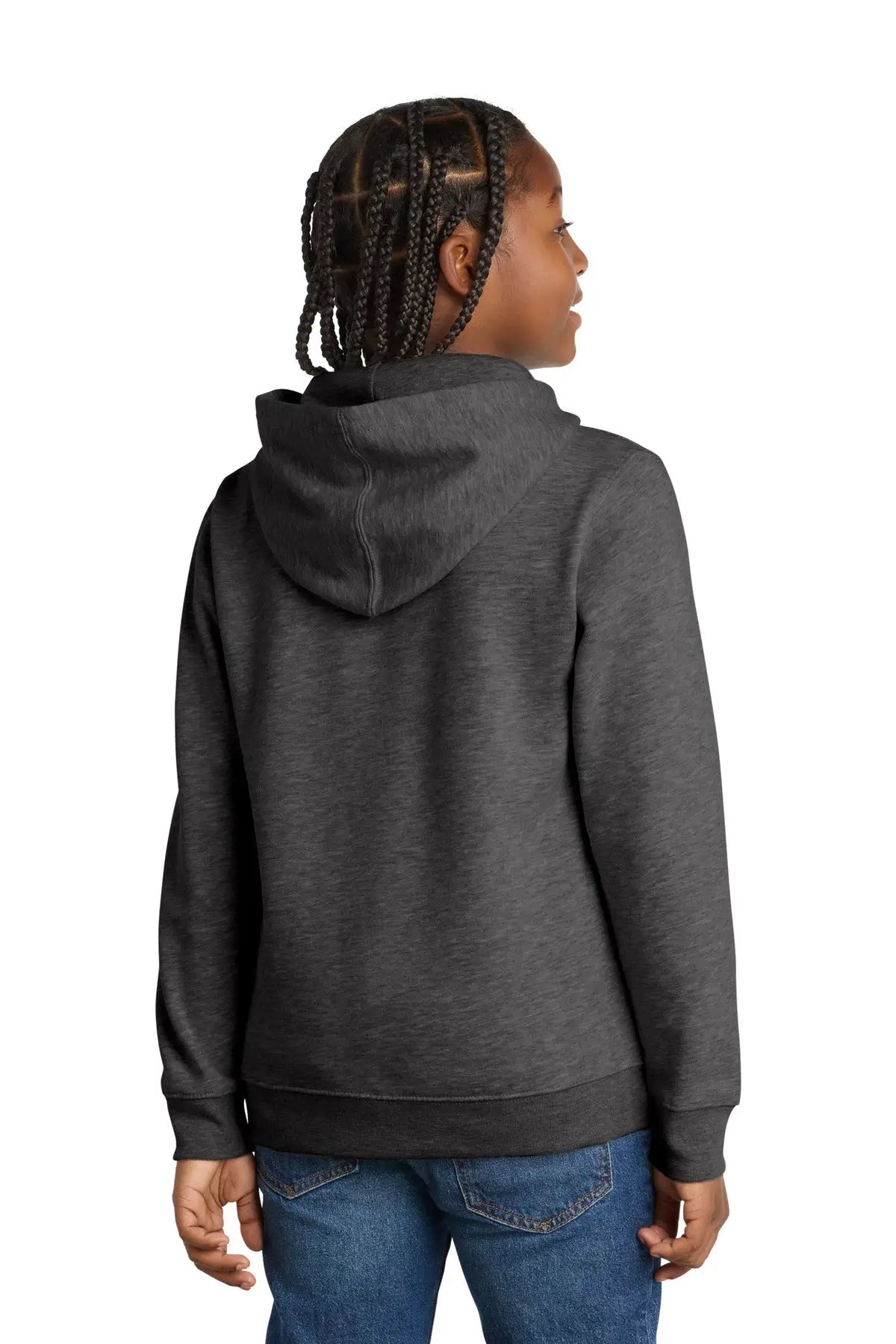 District Dt6100y Youth V.i.t. Fleece Hoodie - Heathered Charcoal