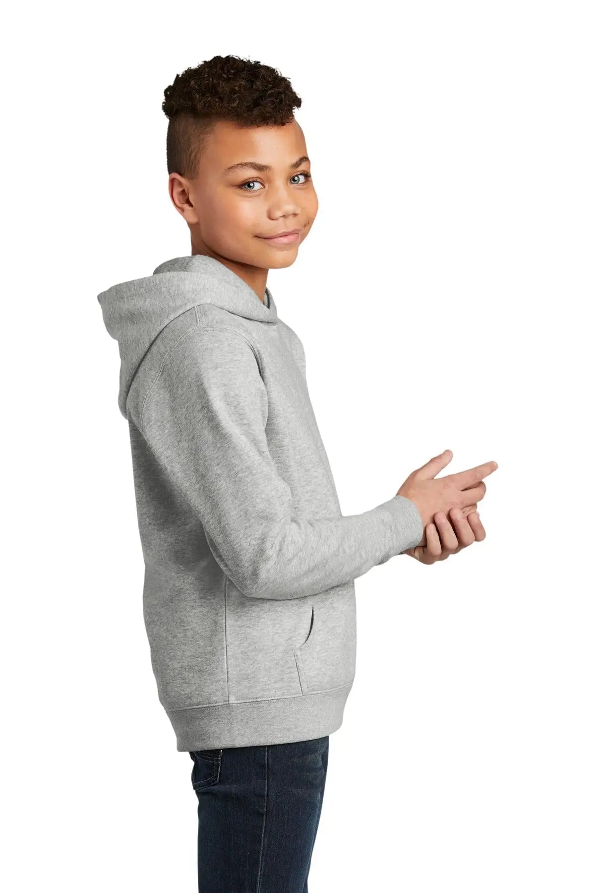 District Dt6100y Youth V.i.t. Fleece Hoodie - Light Heather Gray