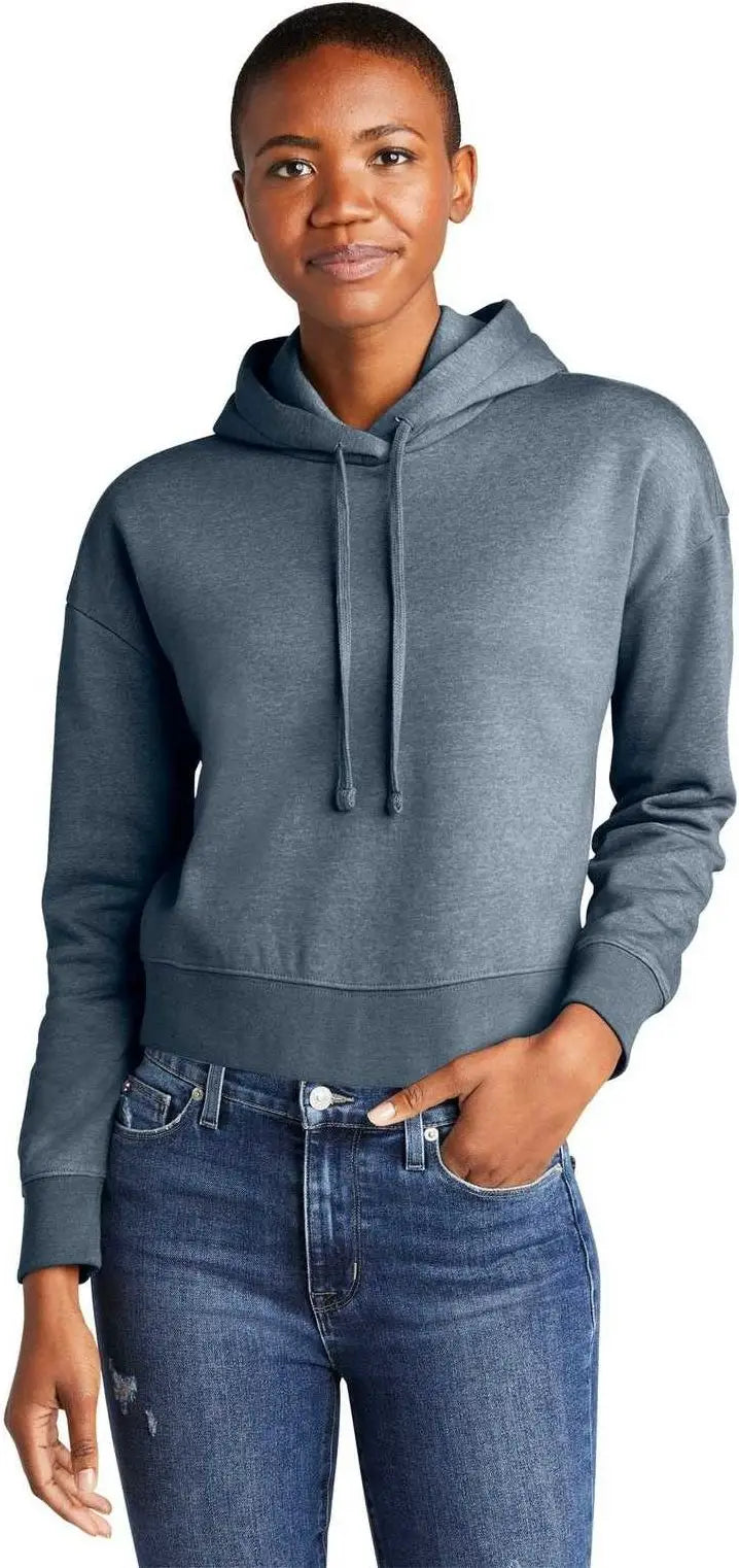District Dt6101 Women’s Vit Fleece Hoodie - Flint Blue Heather - Ladies m
