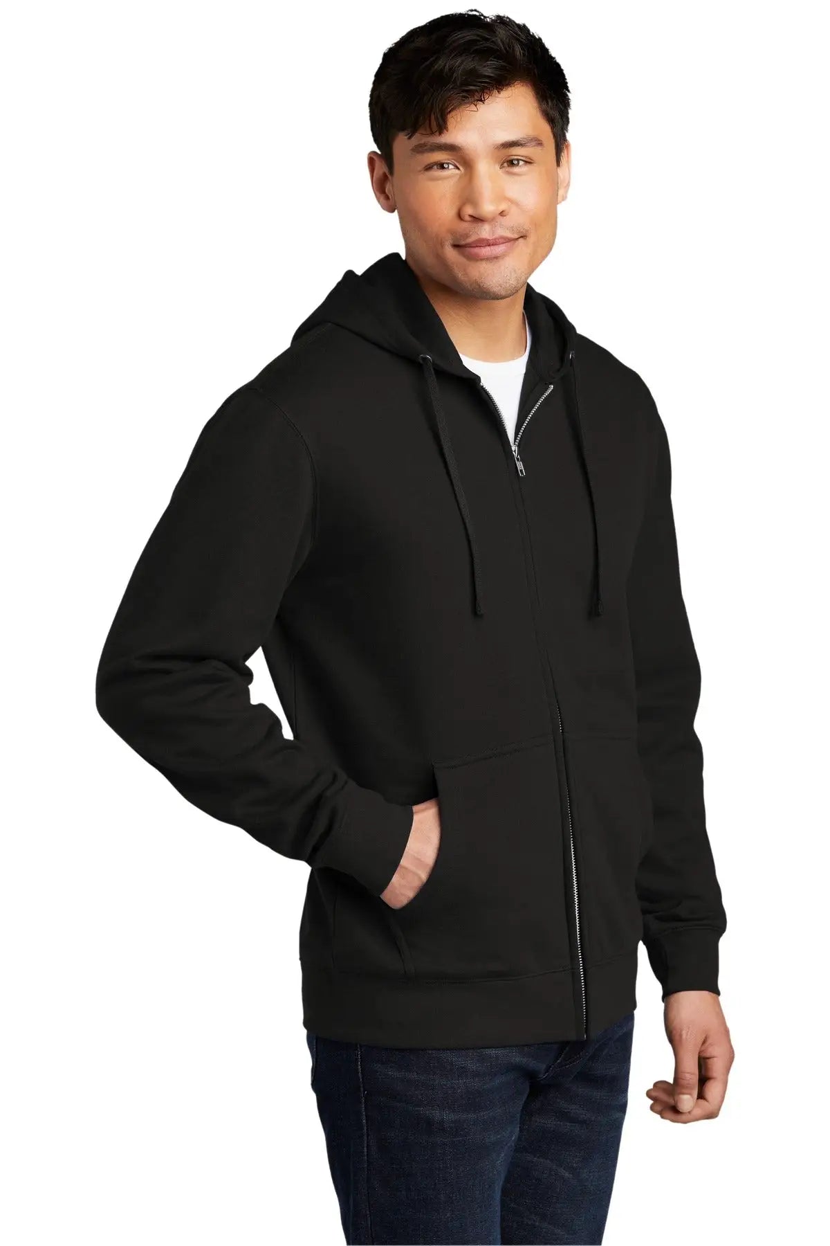 District Dt6102 V.i.t. Fleece Full-zip Hoodie - Black