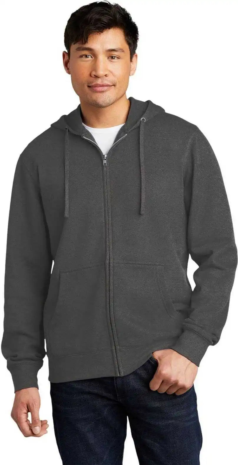 District Dt6102 V.i.t.fleece Full-zip Hoodie - Charcoal