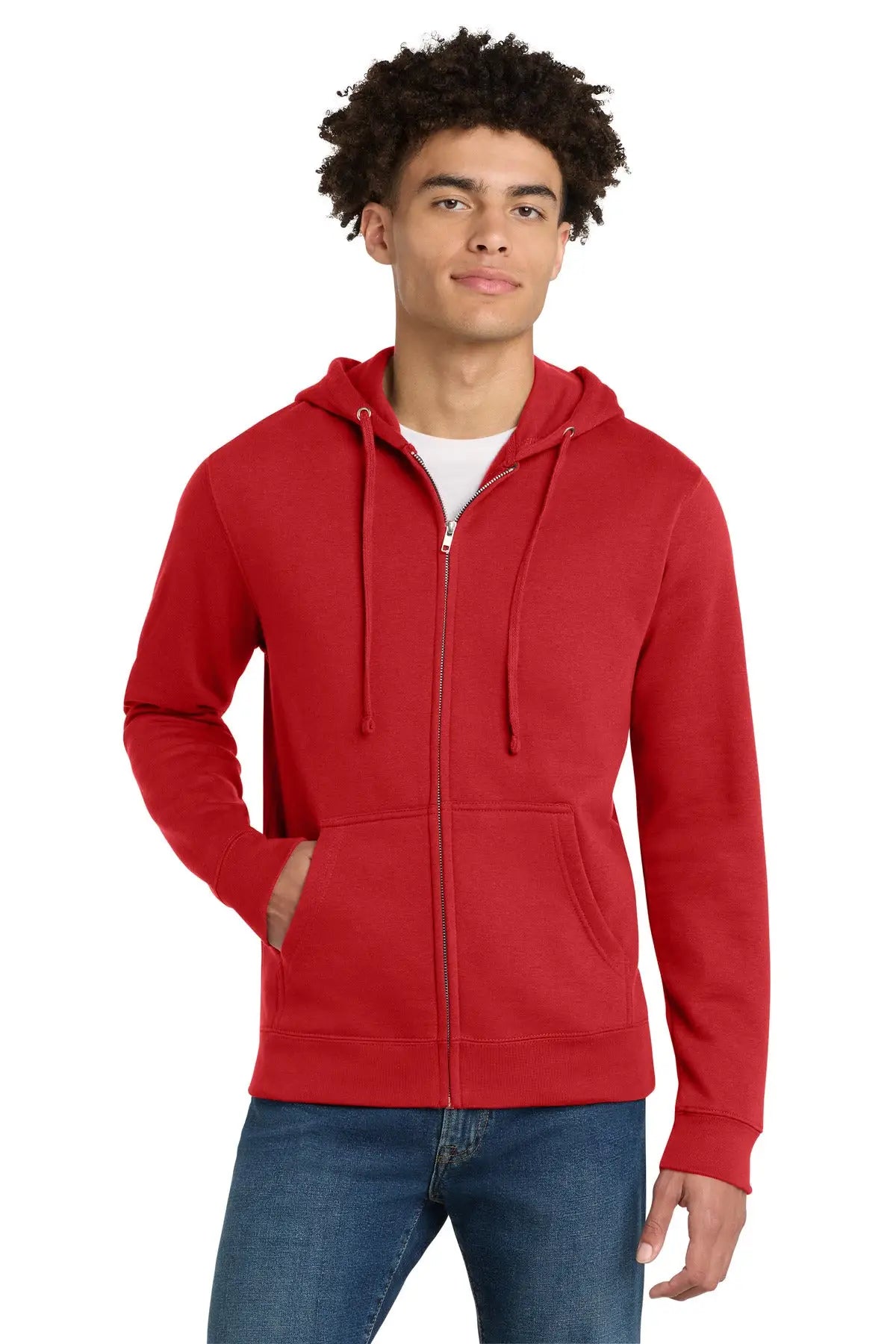District Dt6102 V.i.t. Fleece Full-zip Hoodie - Classic Red - Adult Xs