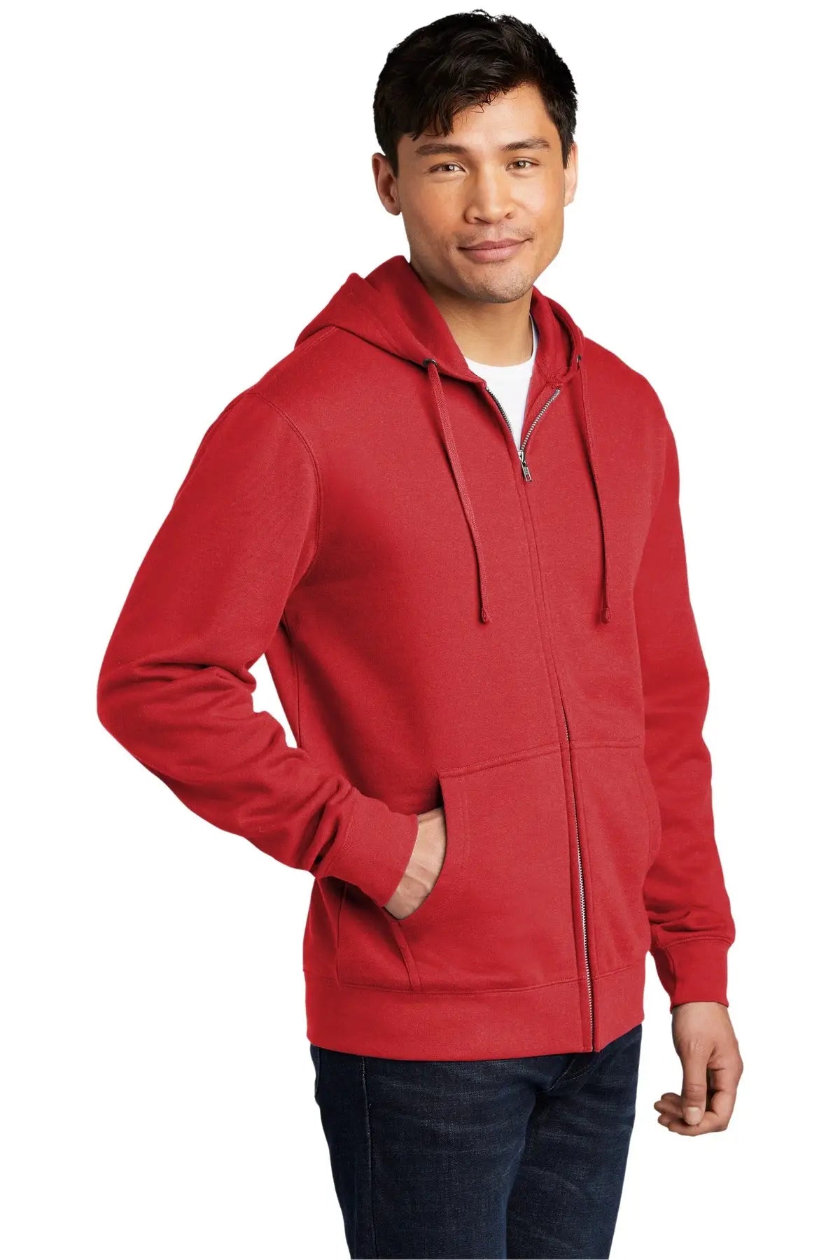 District Dt6102 V.i.t. Fleece Full-zip Hoodie - Classic Red