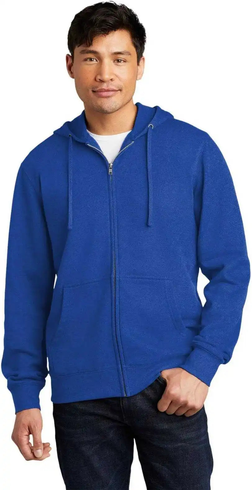 District Dt6102 V.i.t.fleece Full-zip Hoodie - Deep Royal