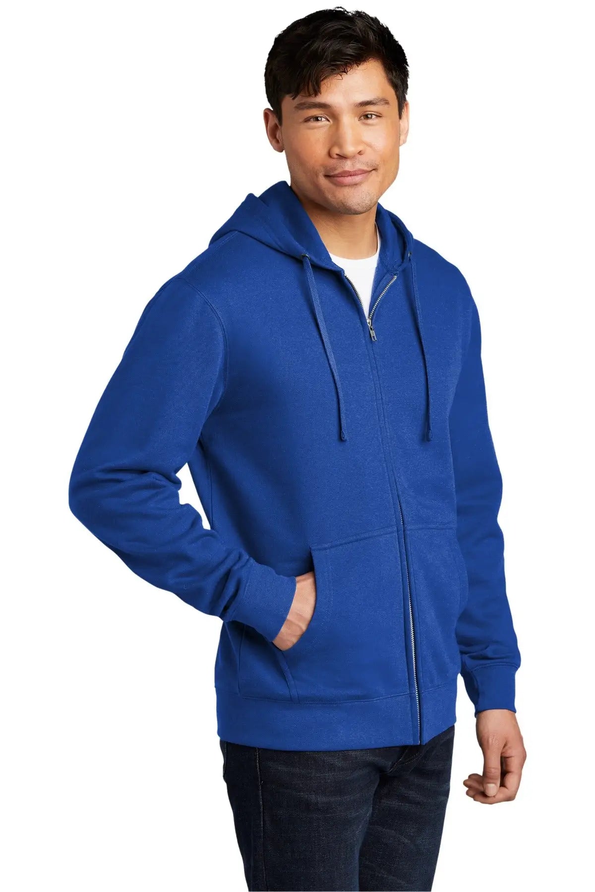 District Dt6102 V.i.t. Fleece Full-zip Hoodie - Deep Royal